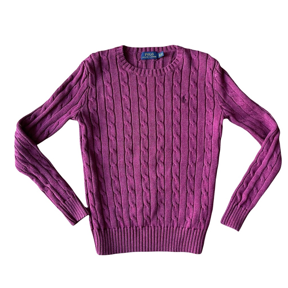 Polo Ralph Lauren Plum Purple Cable Knit Sweater XS